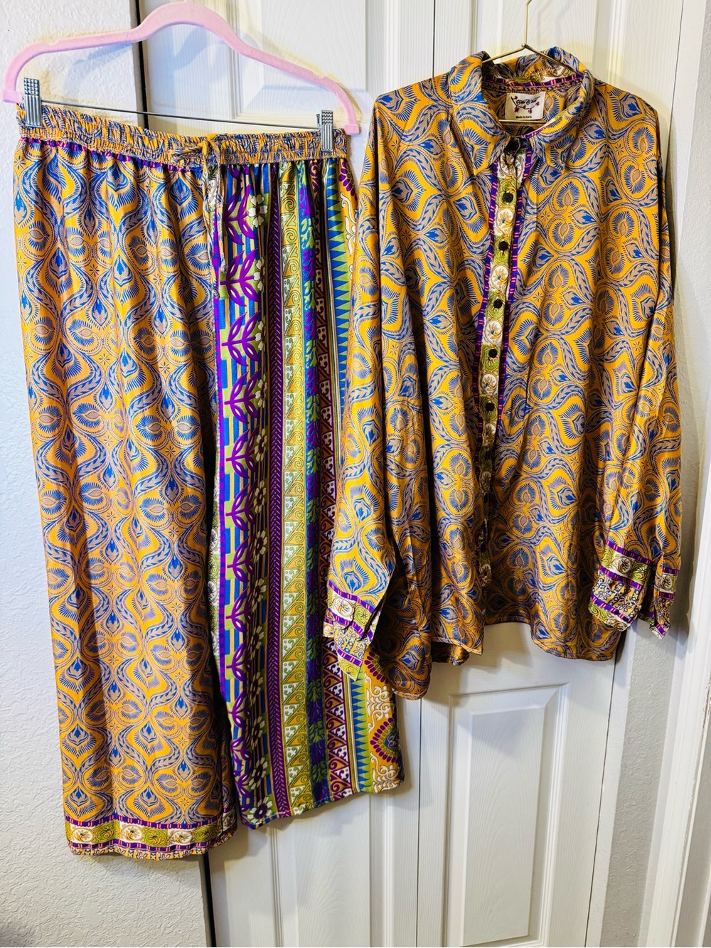 Two Piece Silk Pajama Set